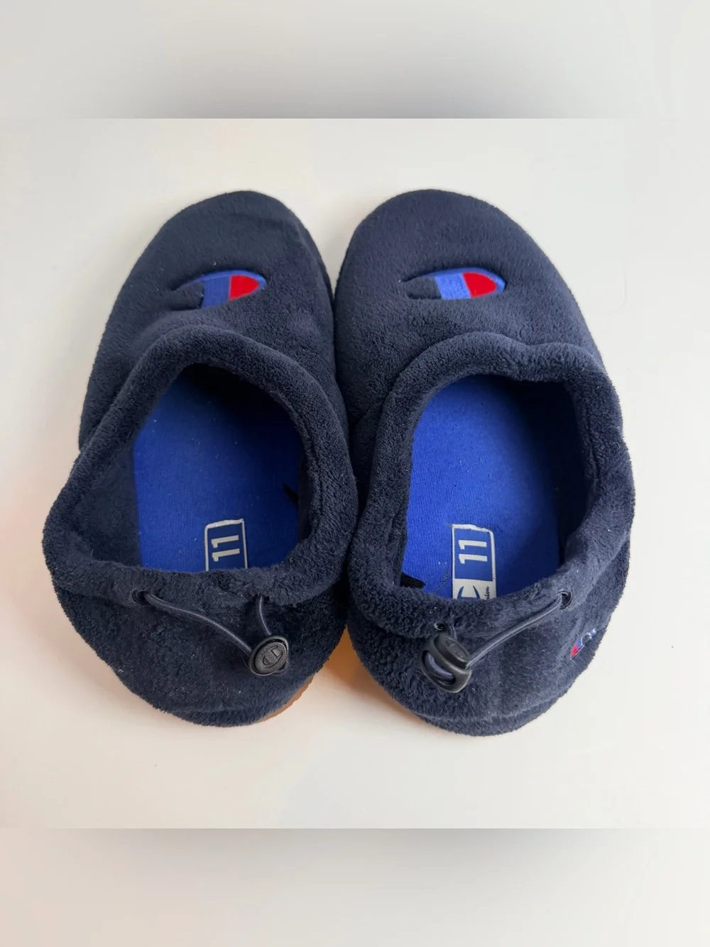 Champion Navy Blue Fleece Slip-On Loafers with Red Accent